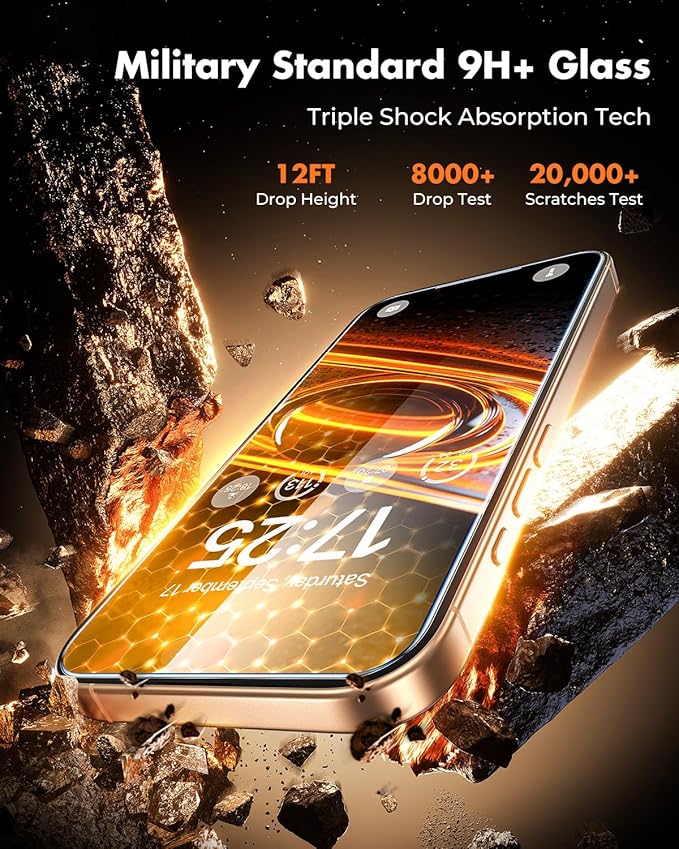 UNBREAKcable 2 Pack for iPhone 16 Pro Screen Protector AR Anti Reflection 9H+ Tempered Glass Anti-Glare Enhanced Clarity Anti-Blue Light Polishing Cloth Included