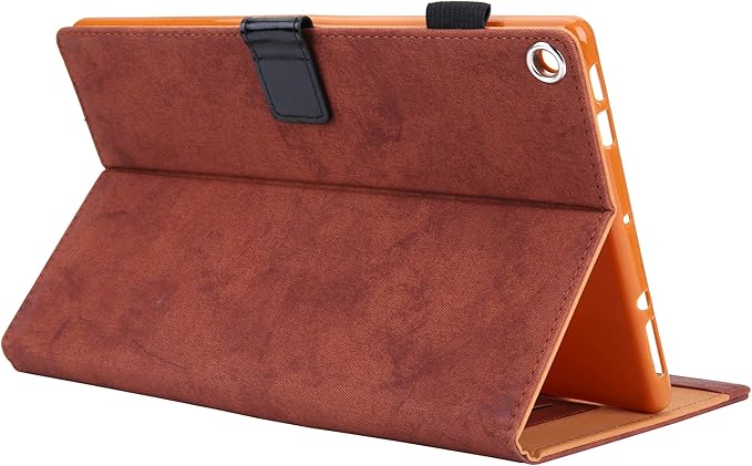 Folding Case for Amazon Fire HD 10 9th/7th/5th Gen Techcircle Smart Flip [Wake/Sleep] Solid PU Leather Protective Cover for All-New Kindle Fire HD 10.1 inch Tablet 2019/2017/2015 Release Brown