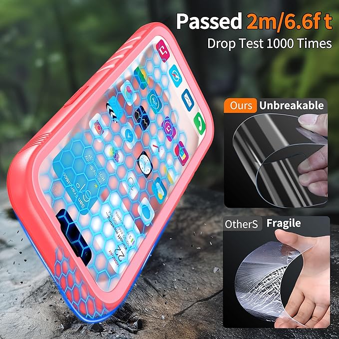Cozycase Compatible with iPhone 14 Plus Waterproof Case - Full Body Shockproof Dustproof Dropproof Built in Screen Protector Rugged Waterproof Case for iPhone 14 Plus 6.7 Inch Pink
