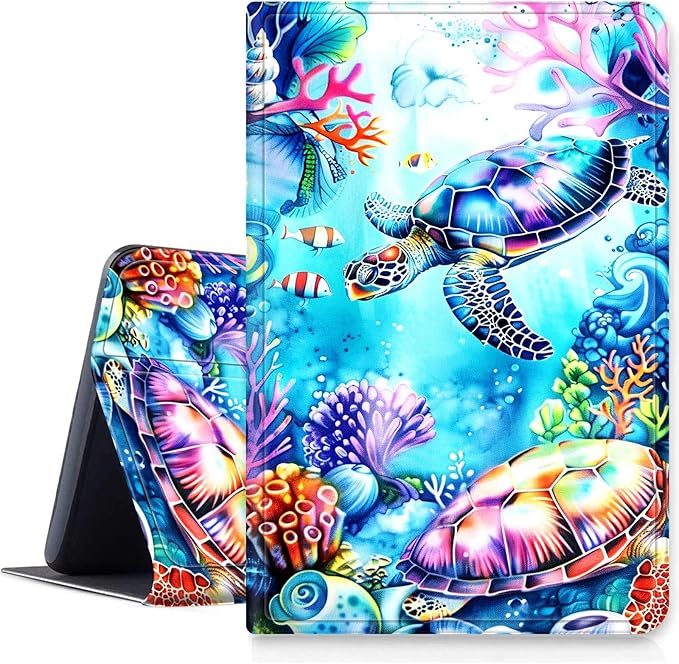 Case for iPad Pro 11 Inch Case (2024 Model 5th Gen) PU Leather Smart Protective Cover with Auto Sleep/Wake for iPad Pro 11 2024Watercolor Turtle