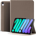 Case for iPad mini 7 (A17 Pro) 2024 iPad mini 6th Generation 2021 Leather Protective Shockproof Smart Cover Adjustable Stand - Auto Wake/Sleep and Multiple View Angles Gray Brown