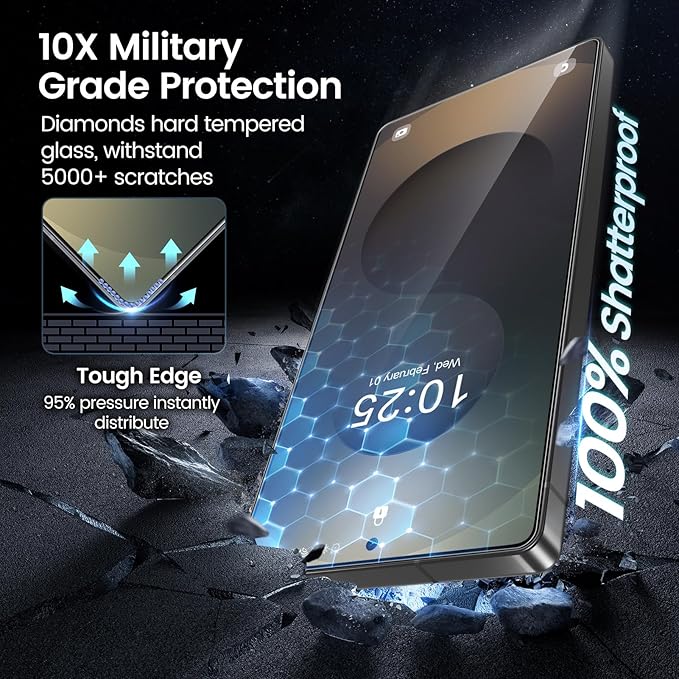 MOHAVE 4 Pack Screen Protector for SAMSUNG Galaxy S25 Ultra 6.9 with 2 Pack Camera Lens Protector [Auto Alignment/Dust Removal] HD Clear Tempered Glass [Military Grade Shatterproof] 100% Ultrasonic F