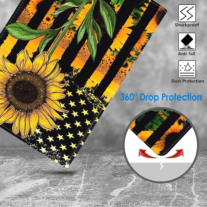American Flag and Sunflower