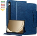 Case for Samsung Galaxy Tab S10 FE+/S10 FE Plus 13.1 Inch 2025 (SM-X620/SM-X626B) with Pockets Multi-Angle Stand PU Leather/TPU Back Shockproof Magnetic Closure Folio Wallet Cover Darkblue