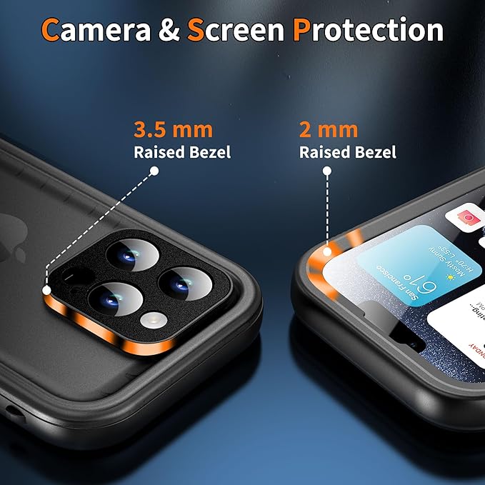 Cozycase Compatible with iPhone 14 Pro Waterproof Case - Full Body Shockproof Dustproof Dropproof Built in Screen Protector Rugged Waterproof Case for iPhone 14 Pro 6.1 Inch Black