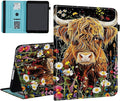 Case for Samsung Galaxy Tab S9 FE 5G 10.9 Inch/Galaxy Tab S9 11 Inch 2023Card Slot PU Leather TPU Case Pen Holder Auto Wake SleepHighland Cow Flowers