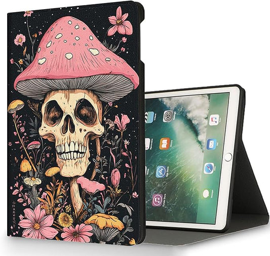 for Samsung Galaxy Tab A11/Tab A9 8.7 Inch 2025/2023 Model X133/X135/X110/X115 Tablet CaseAuto Wake/SleepAdjustable Stand Protective Cover - Skull Mushroom Flower