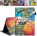 Case for Amazon Kindle Fire HD 10 Tablet 10.1 (9th/7th Generation 2019/2017 Release) Premium PU Leather Stand Cover with Smart Auto Wake Basketball Art Print