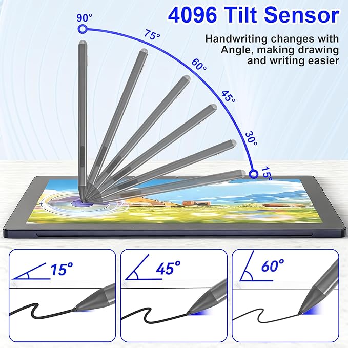 Surface Pen for Surface Pro 13/12/11/9/10/8/X/7/6/5/4/3 Surface Pro Pencil with Precision Tip Palm Rejection Tilt Sensitivity Surface Stylus for Surface Go 3/Go 2/Book/Laptop 5 (Gray)