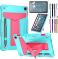 Case for Amazon Fire Max 11 (13th Generation 2023 Released) - Heavy Duty Hybrid Protective Case Cover with Kickstand + 1 Screen Protector and 1 Random Stylus (Teal/Pink)