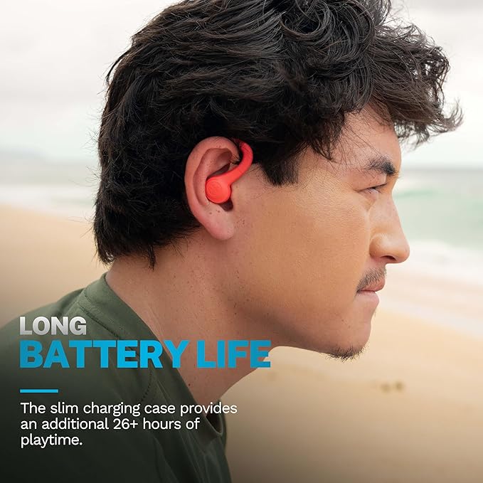 JLab Go Sport+ Wireless Workout Earbuds Featuring C3 Clear Calling Secure Earhook Sport Design 35+ Hour Bluetooth Playtime 3 EQ Sound Settings and IP55 Sweat Resistance (Coral)