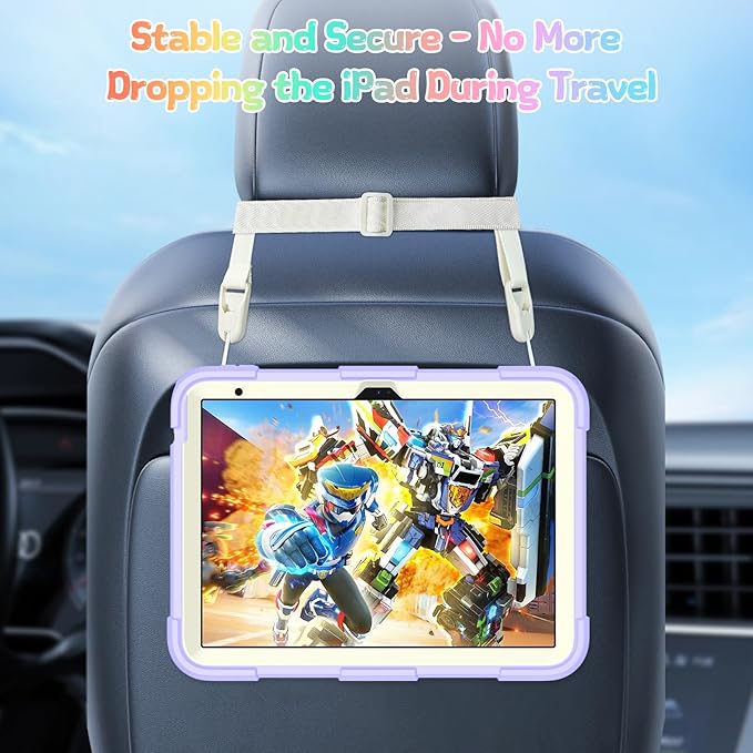 Case for iPad (A16) 11th/10th Generation 2025/2022 11/10.9 for Kids Girls with 9H Tempered Glass Screen Protector Rugged Shockproof Protective with Butterfly Stand Carrying Strap-Purple