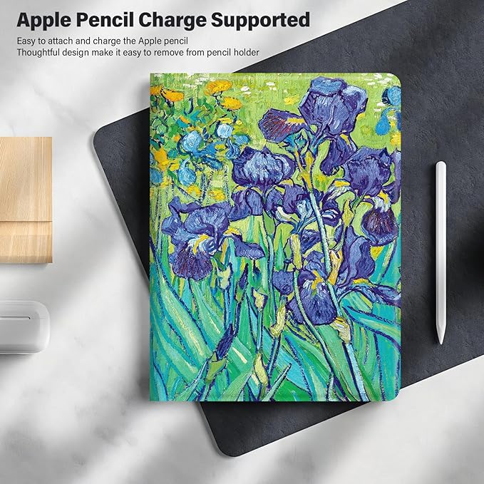 Berkin Arts for iPad Mini 4th/5th Generation Case (7.9 Inch) Folio Case Premium Leather Cover Vibrant Irises Floral Design Shockproof and Lightweight Case with Precise Fit (Irises by Vincent Van Gogh)