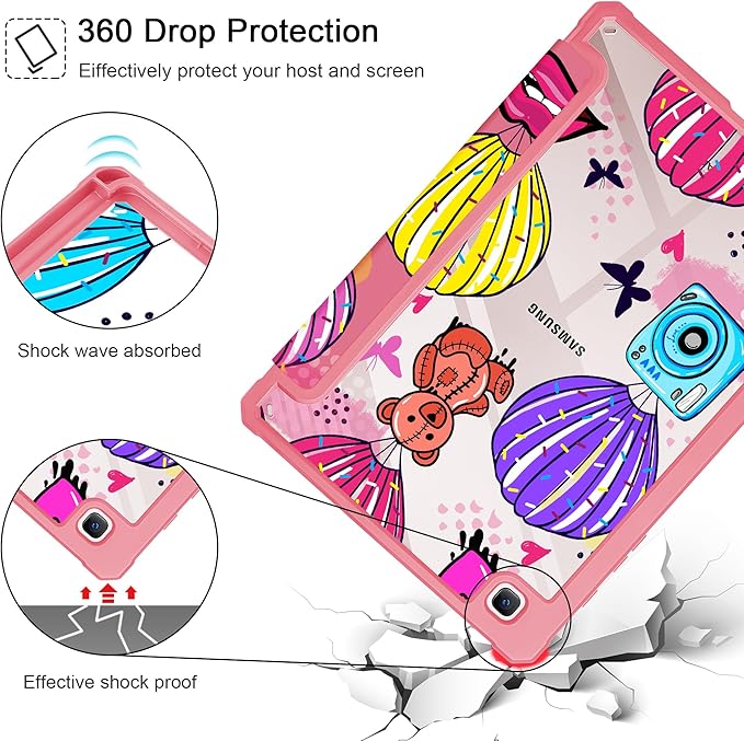 Mektron Case for Samsung Galaxy Tab S6 Lite 10.4 Inch 2024/2022/2020 with S Pen Holder Multi-Angle Viewing with Shockproof Cover Clear Shell + Trifold Stand + Auto Wake/Sleep Hand Drawn Graffiti