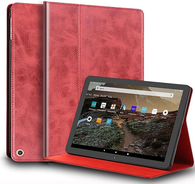 for Google Pixel Tablet Case 11/10.95 inch Genuine Leather Cover Protective Shell for 2023.Red