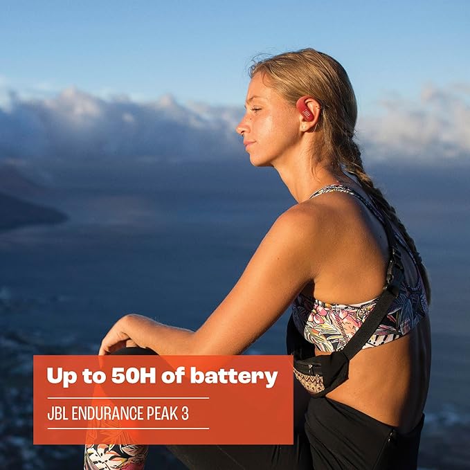 JBL Endurance Peak 3 - Dust and Water Proof (IP68) True Wireless Active Earbuds JBL Pure Bass Sound Up to 50 Total Hours of Playback with Speed Charge Ambient Aware &amp Talk Thru (Blue)