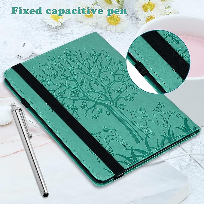 ALILANG for Kindle Fire Max 11 Case (13th Generation 2023 Release) Tree Embossed PU Leather Card Slot Shockproof Smart Cover for Kindle Fire Max 11 2023 Tablet Case -Green