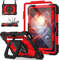 Case for iPad 10th Generation 10.9 Inch (2022) iPad (A16) 11th Generation 11 Inch (2025) Rugged i Pad Case 10th Gen with 360°Rotating Stand Screen Protector Pen Holder Shoulder Strap Red