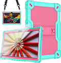 for Vankyo MatrixPad S10 Tab Case YQSAVIOR CUPEISI Coopers YQ10S VIVIMAGE A10 A38 BYANDBY BYYQ10S 10.1 Case Built in Kickstand Shoulder Strap Shell with Screen Protector (Green+Pink/2 Pcs)