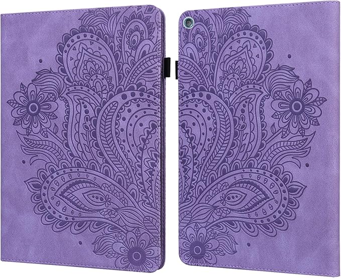 ALILANG Case for Kindle Fire HD 10 (9th Gen 2019/7th Gen 2017/5th Generation 2015) 10.1 Multiple Viewing Angles PU Leather Flip Stand Cover for Amazon Fire HD 10 Case -Purple