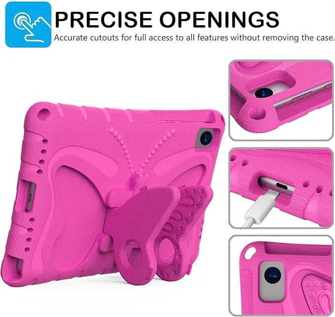 YEMENGHUA Heavy Duty Protection Compatible with Samsung Galaxy Tab S5e 10.5 (2019) SM-T720Lightweight EVA Kid Friendly Shockproof Protective CaseShoulder Strap Case Butterfly Kids Case(Rose red)
