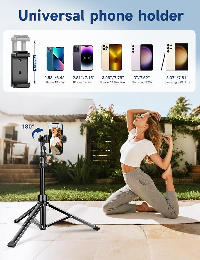 Phone Tripod Stand 85 Tall Cellphone Tripod for iPhone with Gooseneck Remote Flexible Portable Phone Stand for Recording Compatible with iPhone 14 13 12 pro Android Camera