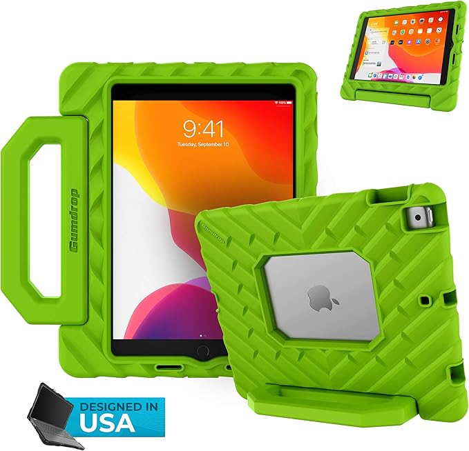 Gumdrop FoamTech Case ONLY fits Apple iPad 9th | 8th | 7th Generation (10.2-inch) Rugged Lightweight Shockproof &amp Drop Tested for Kids K-12 Students Teachers Classrooms &amp School Use - Lime Gre