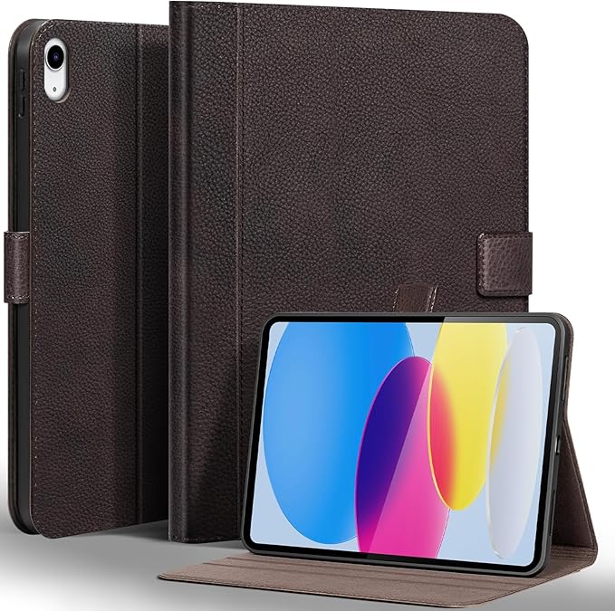 Gexmil Leather Case for iPad (A16) 11th Generation 11 Inch 2025 iPad 10th Generation 10.9 Inch 2022Protective Cover with Magnetic ClosureAuto Sleep/WakeSanded Brown