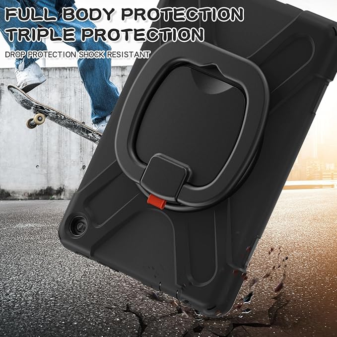 All-New Fire HD 10 &amp Fire HD 10 Kids Pro Tablet Case (13th Gen 2023 Release)Heavy Sturdy Shockproof Kids CaseRotating Stand/Carrying Strap (Black+Black)