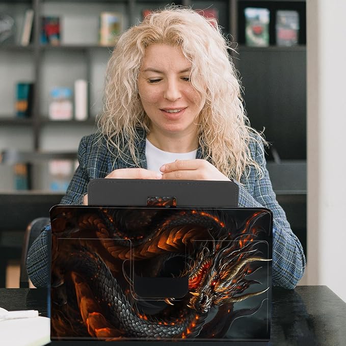 for Universal 10 10.1 Inch Android Tablet Case 360 Degree Rotating PU Leather Stand Folio Cover for iPad 9.7/10.2/10.5/Galaxy Tab 9-10.5/Fire HD 10 and More 9.0-10.5 Inch TabletBig Orange Dragon
