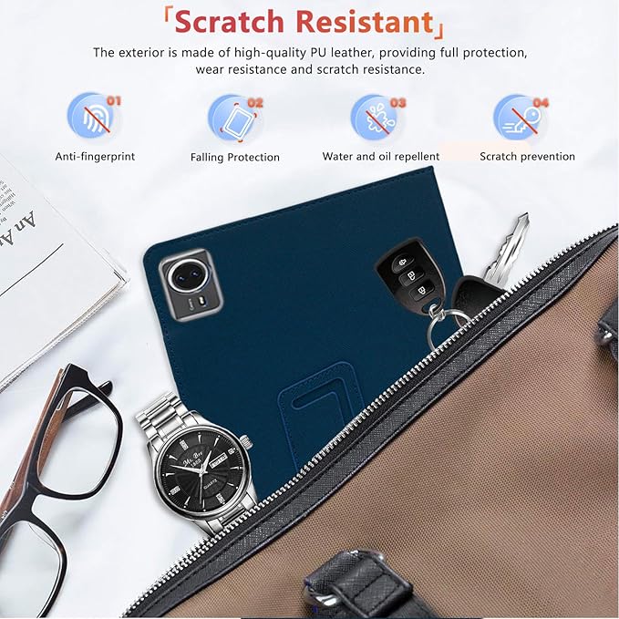 Case Cover for Callsky-Pro ‎Ctab 14 inch KONXISA Tablet Case with Magnetic Adsorption PU Leather Folding Protective Cover with Pen Holder Anti-ScratchShockproof and ProtectionTablet Sleeve Blue