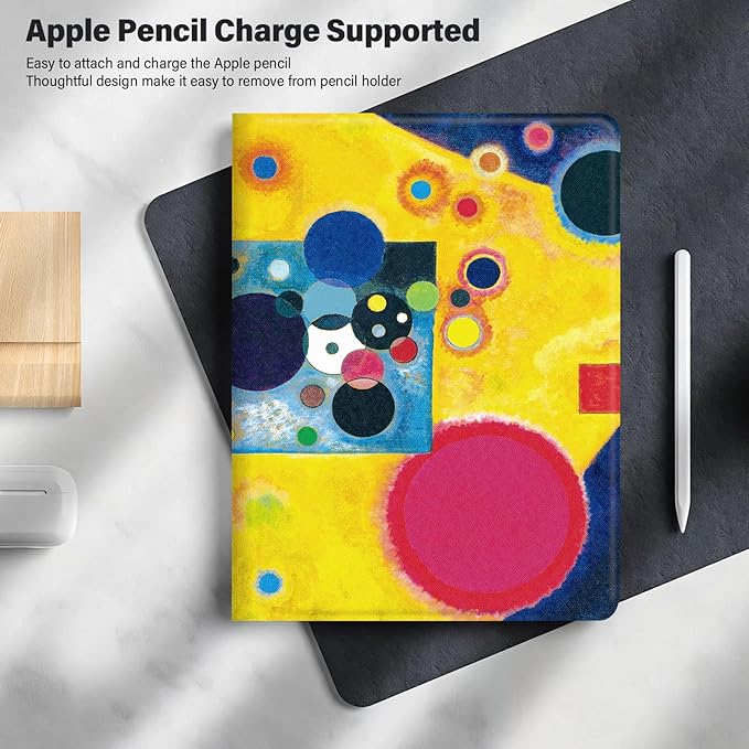 Berkin Arts for iPad (A16) 11th Generation 11 Inch 2025 iPad 10th 10.9 inch 2022 Folio Case Premium Leather Cover Abstract Cosmic Inspired Vibrant Galaxy Pattern(Accent in Pink by Wassily Kandinsky)