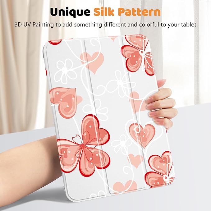Case for iPad 11 inch A16 2025 Generation 11th / iPad 10.9 inch 10th Generation 2022 Smart Foldable Stand PC Clear Translucent Back Shell Auto Wake/Sleep Slim CoverFlower Butterfly