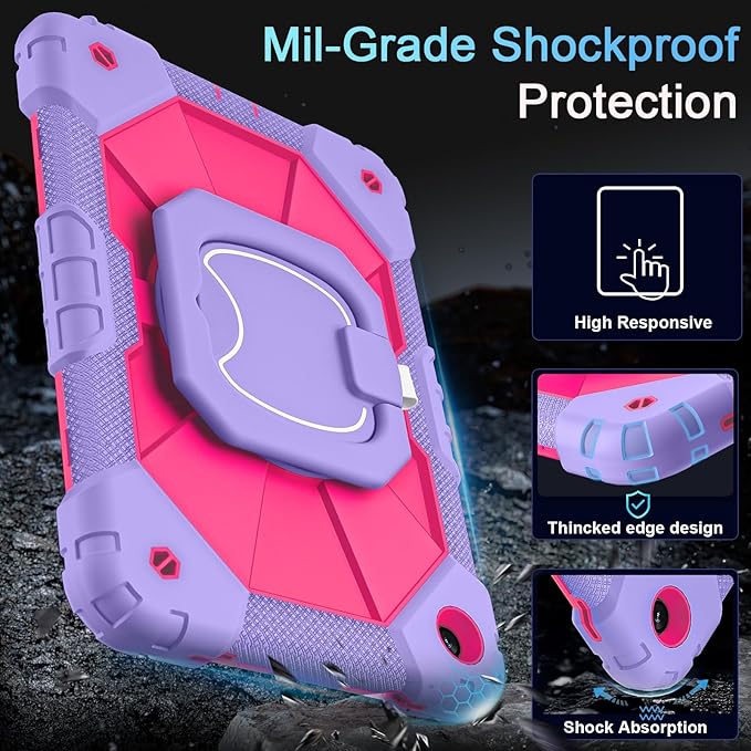Case for Samsung Galaxy Tab A9+/ A9 Plus Case 11 2023 (SM-X210/X216/X218) with Screen Protector/360° Rotating StandMilitary Grade Shockproof Cover for Galaxy Tab A9 Plus Cases
