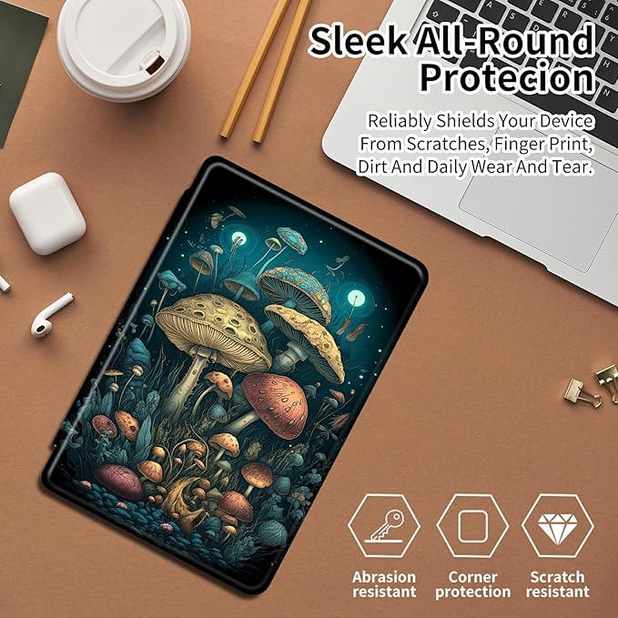 Case for Samsung Galaxy Tab S10 Ultra (2024 Release) / S9 Ultra (2023 Release) 14.6 Mushroom Jellyfish Theme 360 Degree Rotating Stand Smart Protective Cover for Samsung S10 Ultra Tablet