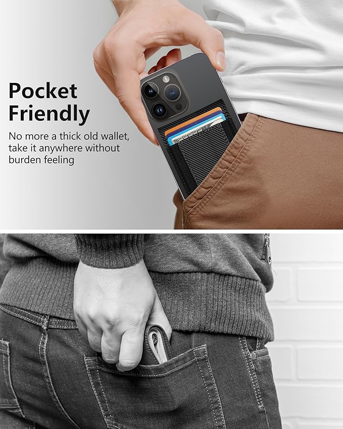ExtreLife 2-in-1 Magsafe Wallet Adjustable Stand and Open ID Window Magnetic Wallet for iPhone 17/16/15/14 Pro Max/14 Pro/14/14 Plus/13/12 Series 9 Cards Black Carbon Fiber