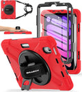 BRAECNstock Case for Apple iPad mini 7 (A17 Pro) 2024/ Mini 6 8.3 Shockproof Protective with Pencil Holder Screen Protector Rotating Hand Strap &amp Stand Kids Case for iPad mini 7th/6th Gen Re
