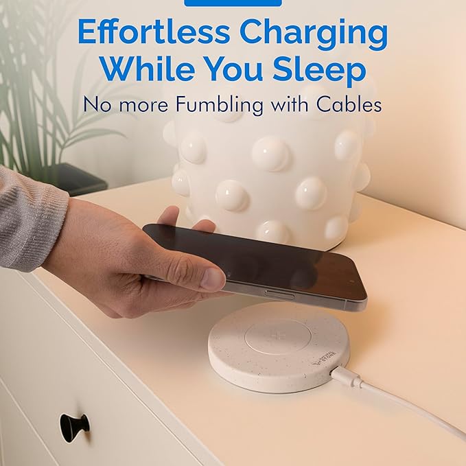 15W Fast Wireless Charger – Stone Wireless Charging Pad w/ 20W USB-C Adapter LED Indicator Overheat &amp Short Circuit Protection