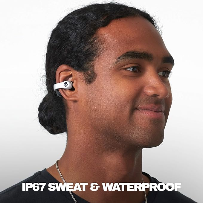 Skullcandy Push 720 Open Wireless Open Ear Bluetooth Earbuds Headphones Waterproof Clip-On Lightweight Design 30 Hours Battery Wireless Charging Pouch Microphone for iPhone Android - Chrome