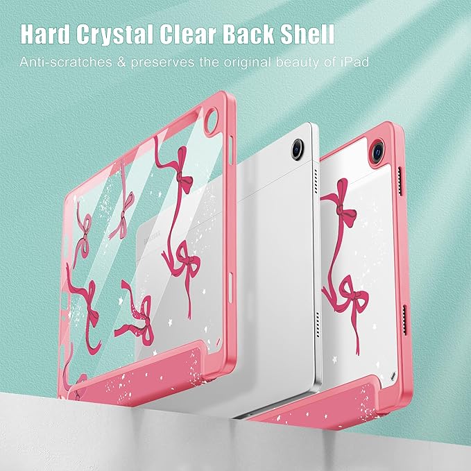 Tuiklol for Samsung Galaxy Tab A9+ Tablet 11” / A9+ Plus 2024 2023Buit-in S-Pen Holder with Clear Protective Cover Transparent Back Shell Auto Wake/Sleep Samsung Tab A9 Plus CoverBow-Watermelon Red
