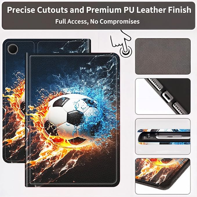 Case for Samsung Galaxy Tab A9+ / A9 Plus 11-Inch 2023 Slim PU Leather Stand Cover with Auto Wake/Sleep Lightweight Full-Body Protective Case for Galaxy Tab A9+ 11 Tablet Soccer Ball
