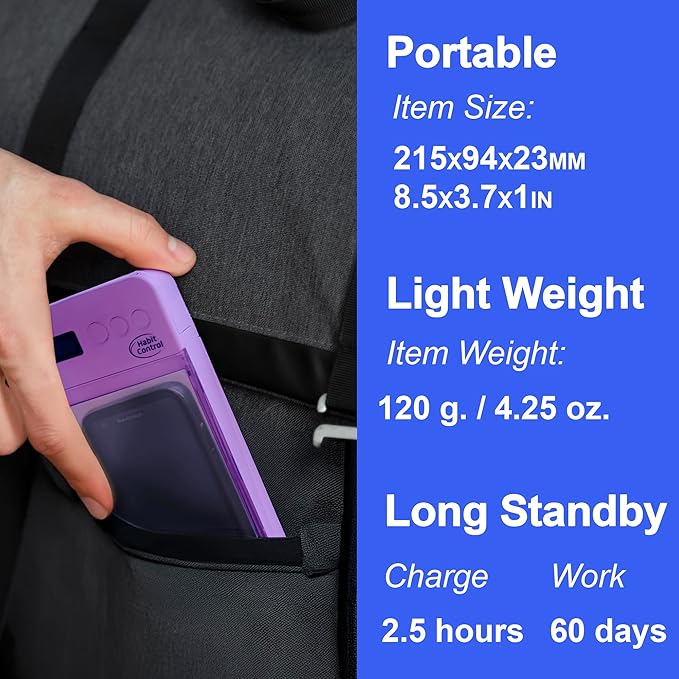 Phone Lockbox - Time Lock Box Cell Phone Locker for Bad Habits Smartphone Jail with Timer Reduce Kids Adults Screen Time Improve Productivity Family Time Container - Purple