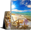 Case for All Amazon Kindle Fire 7 Tablet (9th/7th/5th Generation 2019/2017/2015 Version) Multi-Angle Anti Slide Folio Stand Smart Cover for Amazon Kindle Fire 7 inch - Beautiful Beach Seashells
