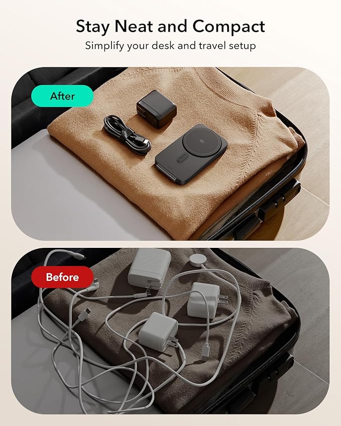 ESR 3 in 1 Charging Station for Apple Qi2.2 25W MagSafe Charger with CryoBoost Phone-Cooling Wireless Charging Station Foldable for iPhone 17/16 with iOS 26(50W Adapter) AirPods Apple WatchBlack