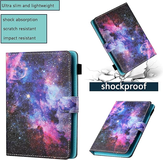 7 Kindle Fire 7 Tablet Case 9th/7th/5th Generation (2019/2017/2015 Release) with Stand Pencil Holder [Auto Wake/Sleep] Slim Smart Magnetic Folio PU Leather &amp TPU Back Cover Rainbow Galaxy