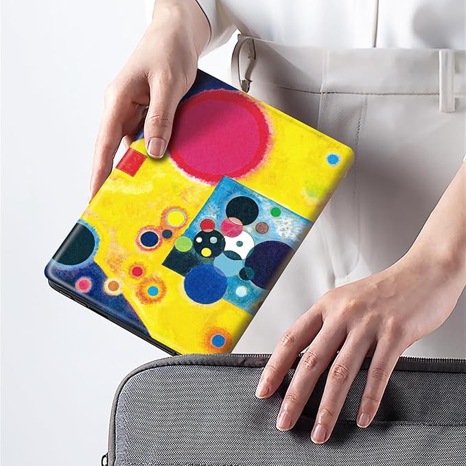 Berkin Arts for iPad 7/8/9th Generation Case/iPad Air 3rd Generation Case (10.5 Inch) Premium Leather Cover Abstract Cosmic Inspired Vibrant Galaxy Pattern(Accent in Pink by Wassily Kandinsky)