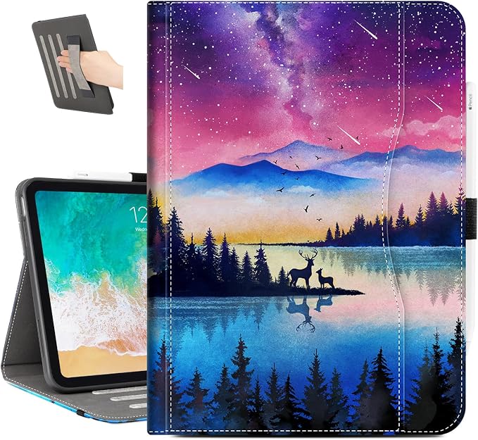 Magical Starry Night Lake Forest Deer