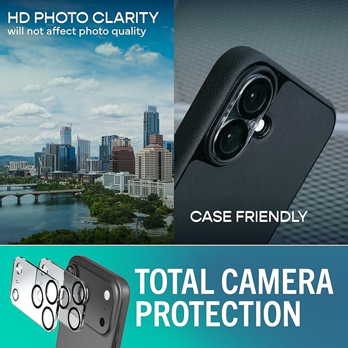 Smartish® iPhone 17 Pro Screen Protector + Camera Lens Covers - Tuff Sheet - 2-Pack Tempered Glass 9H Easy Install Frame Case-Friendly - Dynamic Island for Apple iPhone 17 Pro - Clear 2-Pack