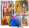 Custom Pictures Personalized Case for Samsung Galaxy Tab S9 FE Plus 12.4 inch(2023) Built-in Pencil Holder Customized Photo Galaxy Tablet Case with Shockproof Protective Cover Clear PC Back Shell