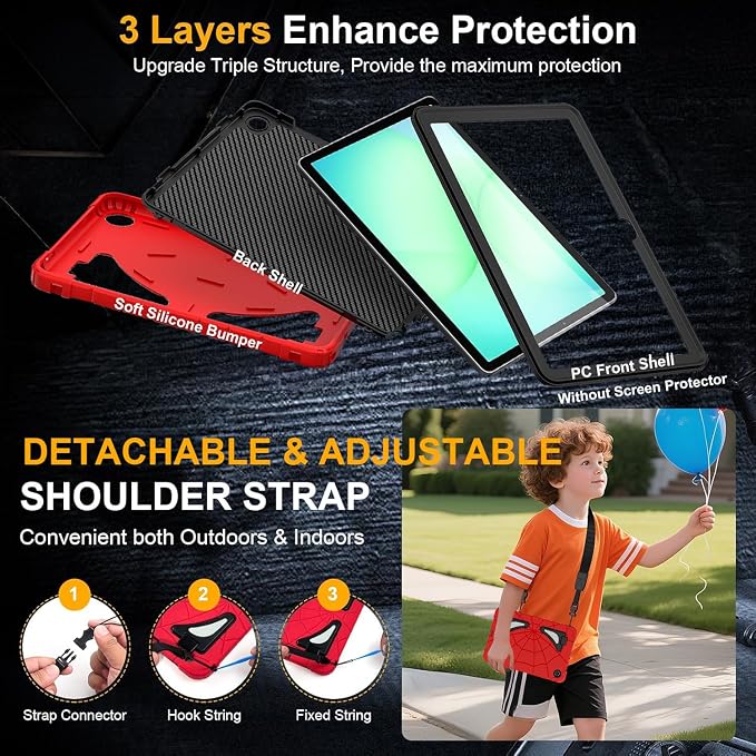 Galaxy Tab A11+/A9+ Case-Red/Black